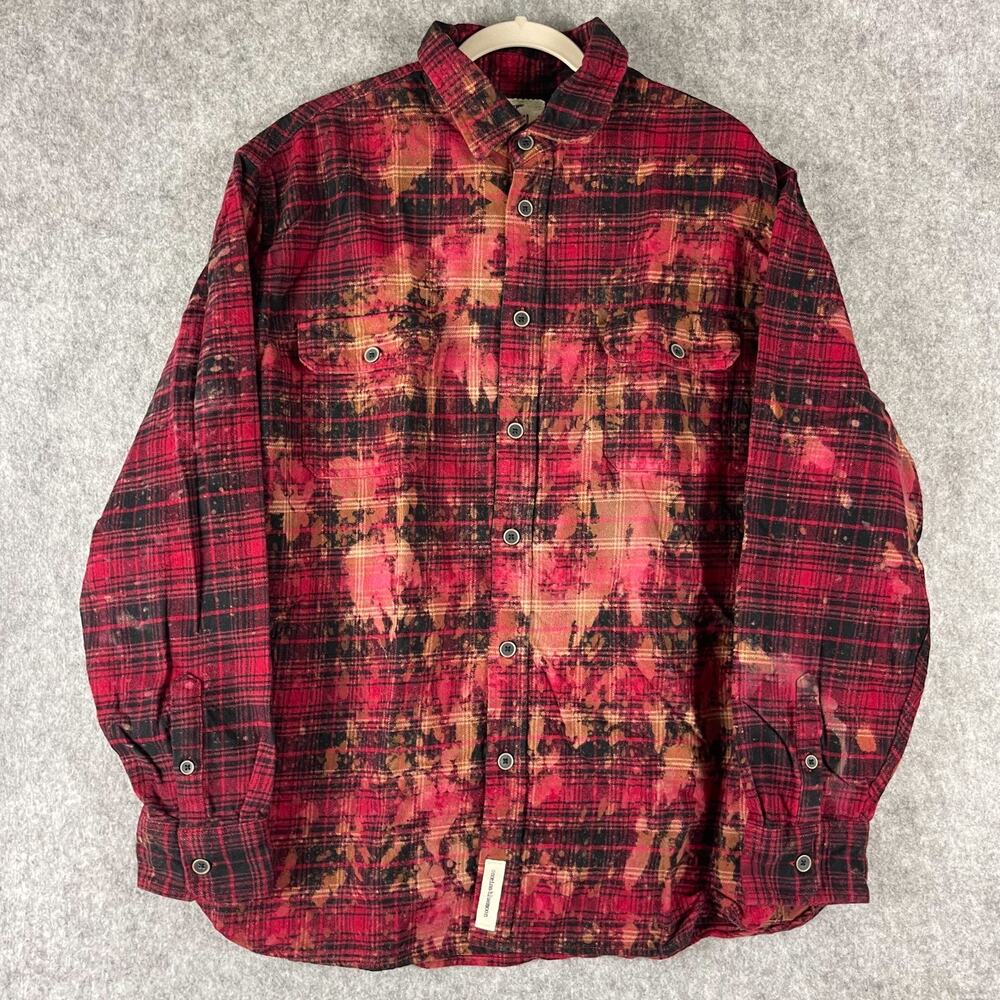Jachs Brawny Flannel Shirt Mens XL Plaid Acid Wash Button Up Heavy Outdoor